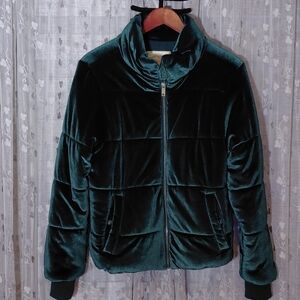 GB Teal Velvet Puffer Jacket